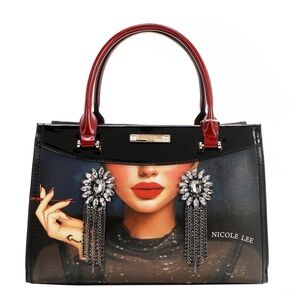 Nicole Lee Artistic Black and Red Satchel